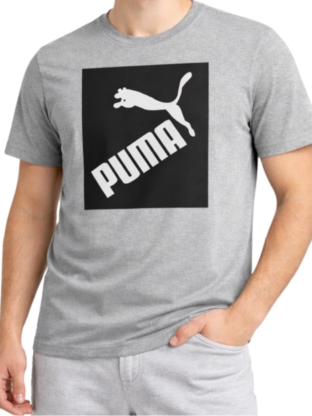 PUMA Gray Graphic Logo T-Shirt Men’s Medium NWT Casual Athletic Streetwear